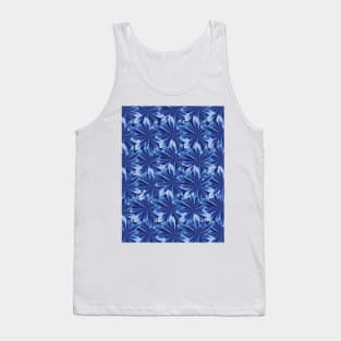 Indigo Blue Flower Tie Dye Shades of Blue and White Tank Top